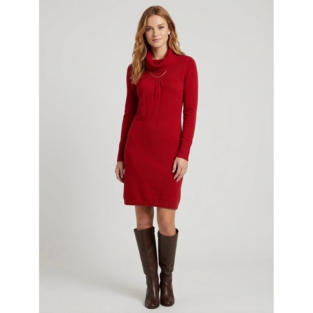 Banana Republic Red Cashmere Wool Blend Cowl Neck Sweater Dress SizeXS